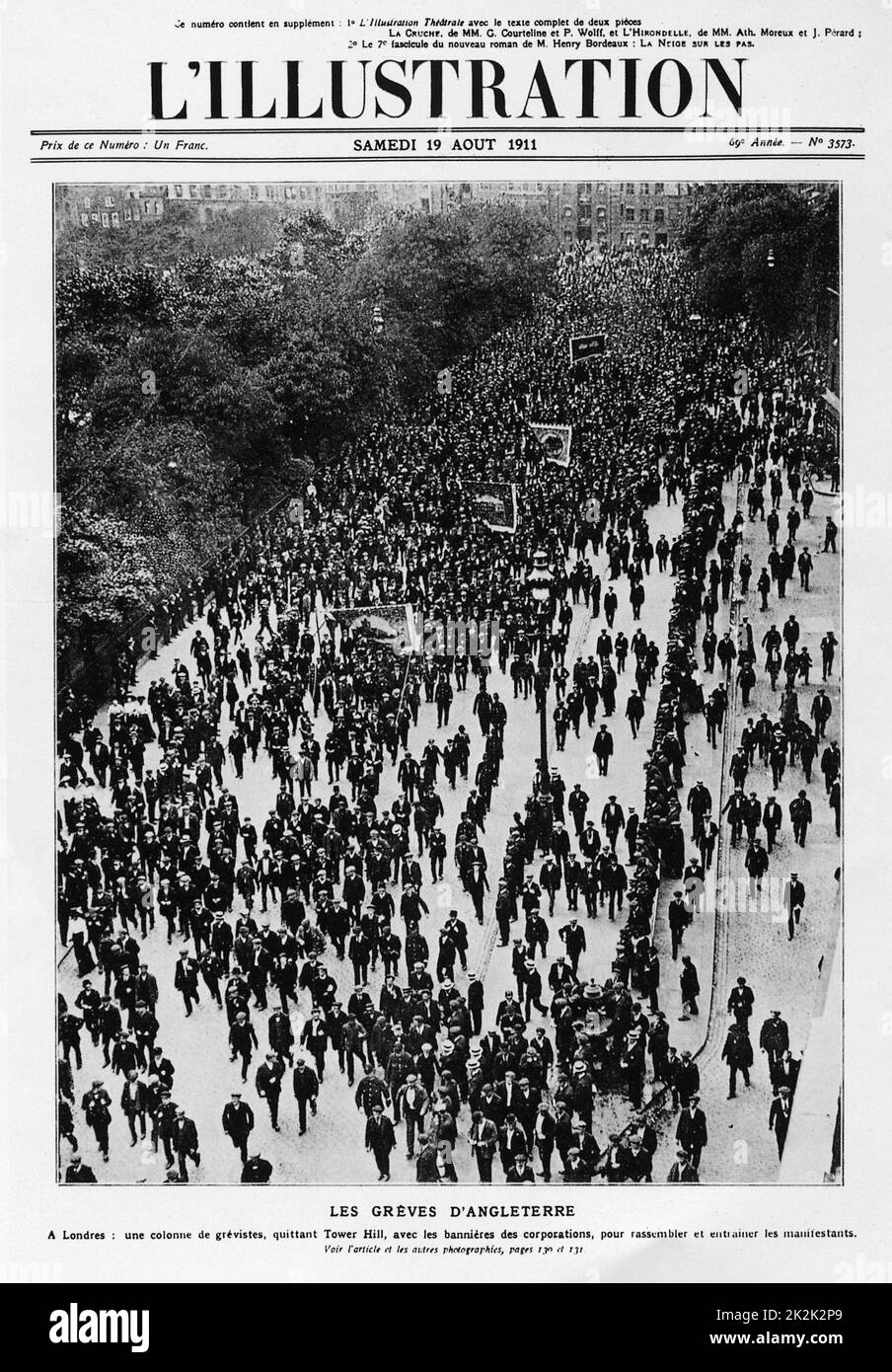 Cover der französischen Zeitschrift 'L`Illustration', Arbeiterstreik in London, 19. August 1911 Stockfoto